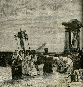 Scene di costumi napoletani. Le processioni durante le eruzioni del Vesuvio a
