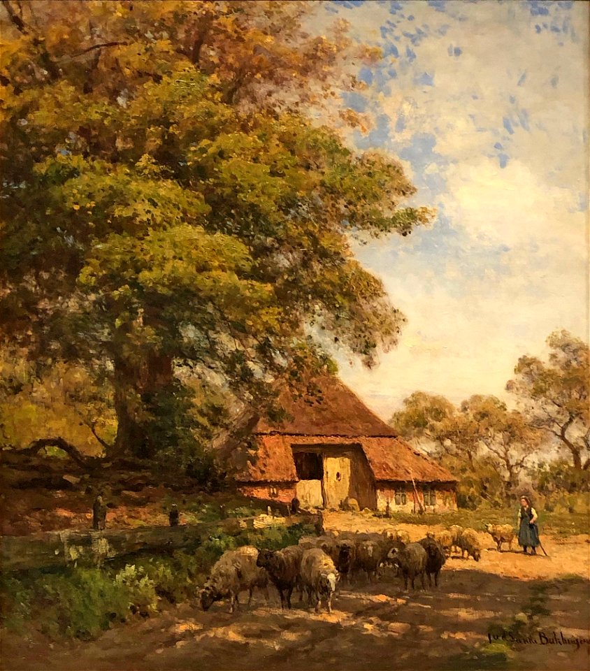 Schaapskooi te Exloo2 ca 1900 door Julius van de Sande Bakhuyzen (1835-1925)