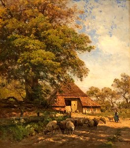 Schaapskooi te Exloo2 ca 1900 door Julius van de Sande Bakhuyzen (1835-1925)