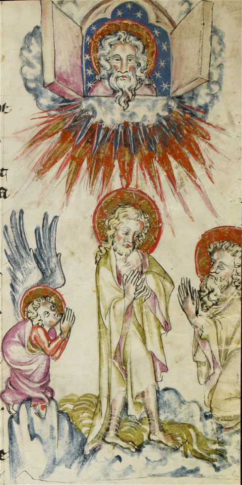 Sbs-0008 036r Johannes und der Engel verehren Jesus