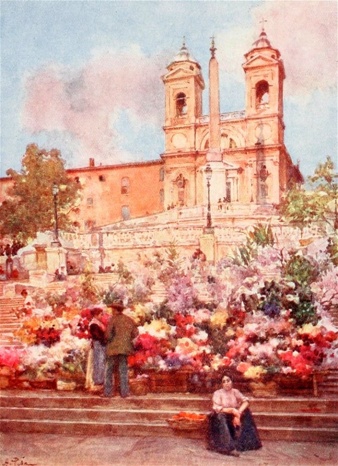 Scalinata di Spagna and Trinità di Monti by Alberto Pisa (1905)