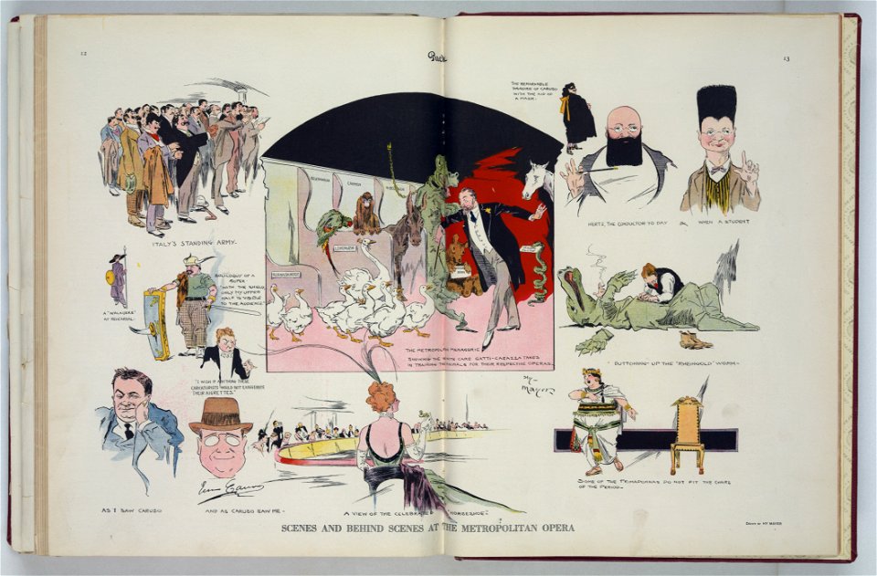 Scenes and behind scenes at the Metropolitan opera - Hy Mayer ; drawn by Hy Mayer. LCCN2011660522