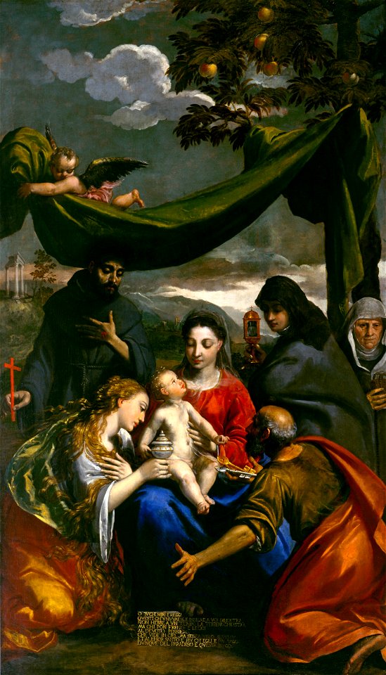 Scarsellino - Virgin and Child with Saints Mary Magdalene, Peter, Clare, Francis, and an Abbess - 97.118 - Museum of Fine Arts