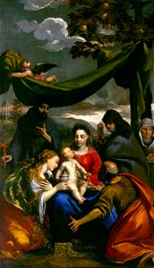 Scarsellino - Virgin and Child with Saints Mary Magdalene, Peter, Clare, Francis, and an Abbess - 97.118 - Museum of Fine Arts