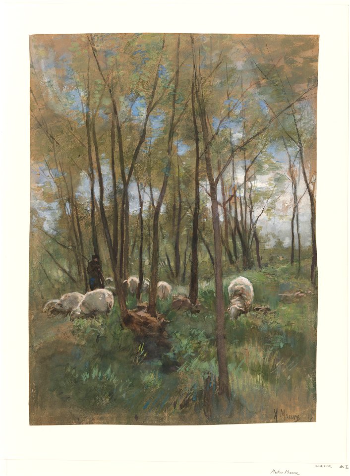 Schapenkudde in een bos Rijksmuseum SK-A-2442