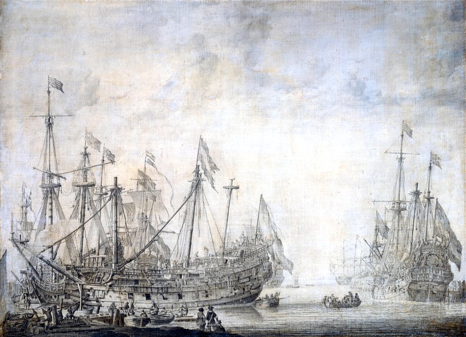 Schepen na de slag - Ships after the battle (Willem van de Velde I)