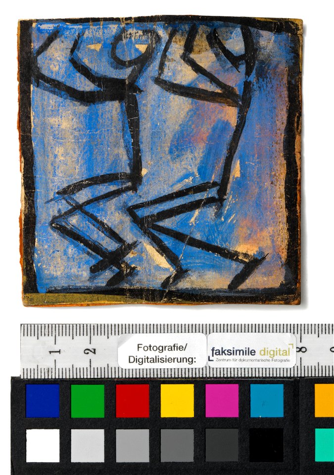 Schiele - Entwurf für eine Wanddekoration im Atelier Wattmanngasse (zwei Strichmännchen), 240456, 1918