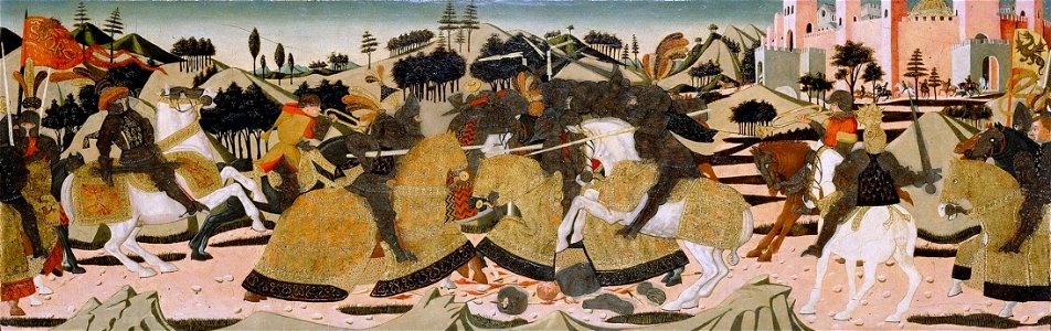 Lo Scheggia, Battle Scene, 1450-75, The J. Paul Getty Museum. Free illustration for personal and commercial use.