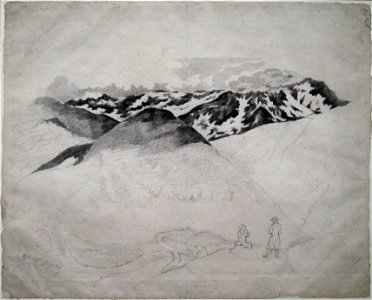 Scheideblick vom Gotthard nach Italien@Drawing by Goethe