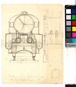 Schiele - Lokomotive von vorne (Kinderzeichnung), 304960, ca. 1900