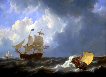 Schepen op onstuimige zee - Ships on a rough sea (Johannes Christiaan Schotel, 1827)
