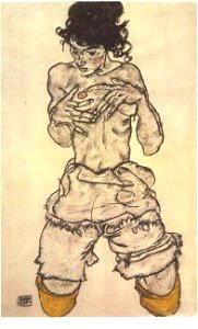 Schiele - Kniender Halbdakt - 1917