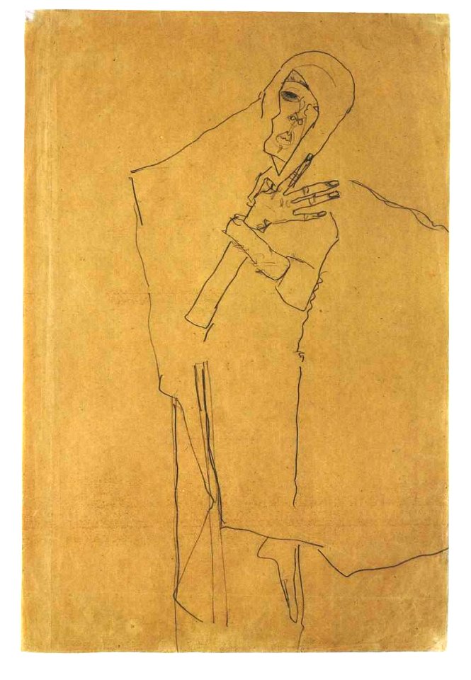 Schiele - Selbstdarstellung mit Umhang
