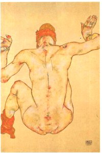 Schiele - Sitzender weiblicher Rückenakt - 1915