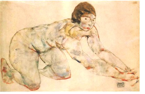 Schiele - Kniender weiblicher Akt - 1914