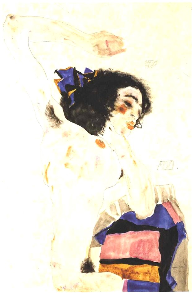 Schiele - Sitzender Akt Moa - 1911