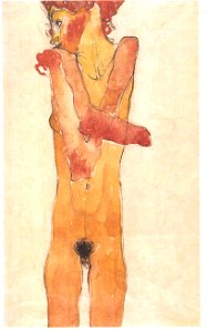 Schiele - Mädchenakt mit verschränkten Armen