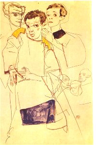 Schiele - Dreifaches Selbstbildnis-1913