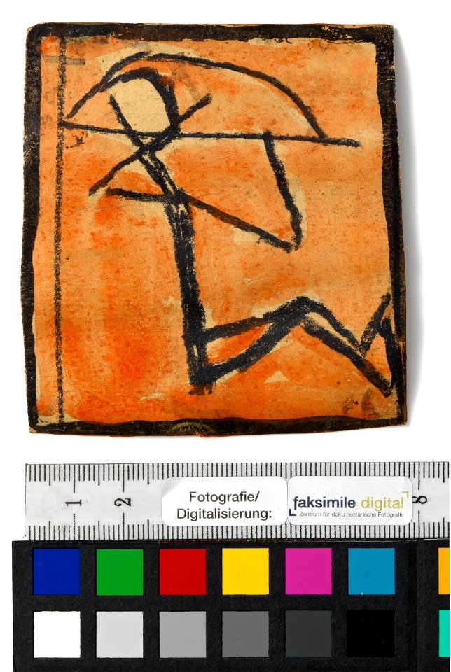 Schiele - Entwurf für eine Wanddekoration im Atelier Wattmanngasse (Strichmännchen mit Bogen), 240443, 1918