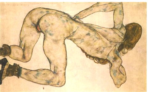 Schiele - Gebeugter Akt