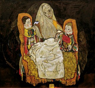 Egon Schiele - Mutter mit zwei Kindern III (Belvedere). Free illustration for personal and commercial use.