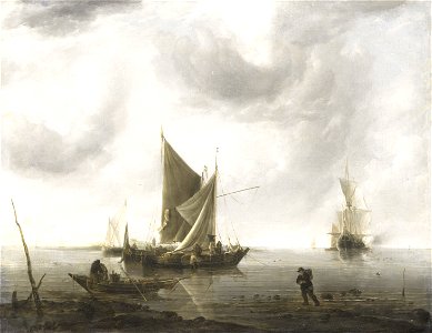 Schepen voor anker op een kalme zee Rijksmuseum SK-A-4042. Free illustration for personal and commercial use.