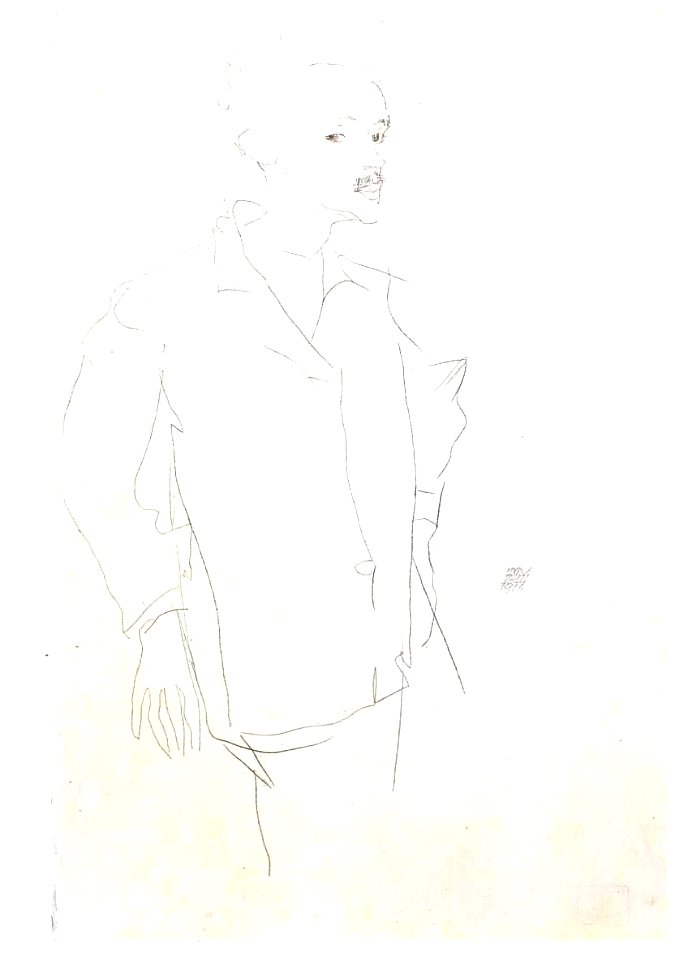 Schiele - Selbstbildnis mit Schnurrbart - 1911