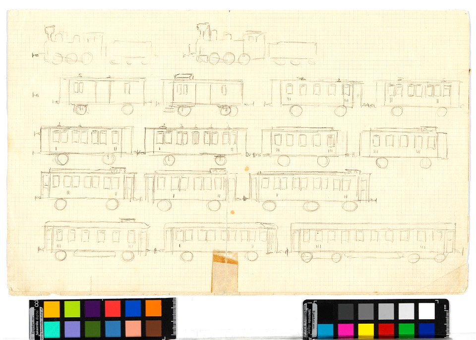 Schiele - Eisenbahnen (Kinderzeichnung), 304961, v, ca. 1900