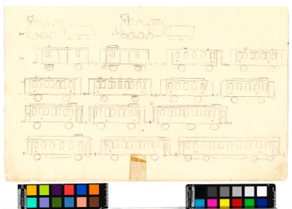 Schiele - Eisenbahnen (Kinderzeichnung), 304961, v, ca. 1900