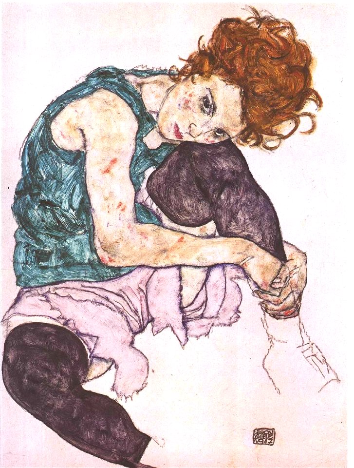 Schiele - Sitzende Frau mit hochgezogenem Knie - 1917