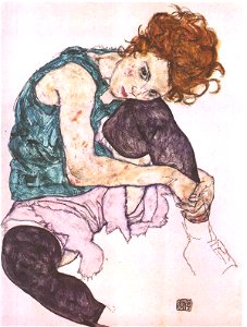 Schiele - Sitzende Frau mit hochgezogenem Knie - 1917