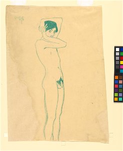 Schiele - Männlicher Akt, stehend im Halbprofil, 115155, 1908