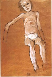 Schiele - Sitzender Mädchenakt