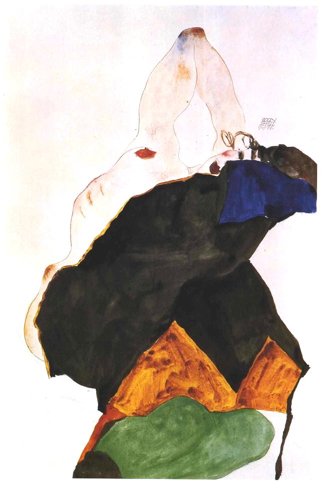Schiele - Mädchen mit erhobenen Ellenbogen - 1911