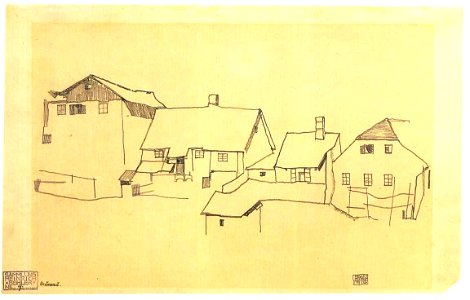 Schiele - Häuserzeile in Krumau - 1914