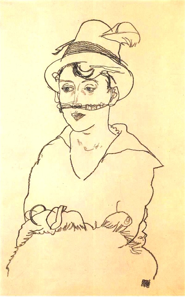 Schiele - Dame mit Hut und Schleier - Edith Schiele - 1918