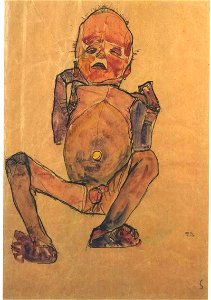 Schiele -Neugeborenes 1910. Free illustration for personal and commercial use.