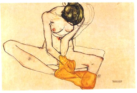 Schiele - Sitzende mit gelben Tuch - 1910