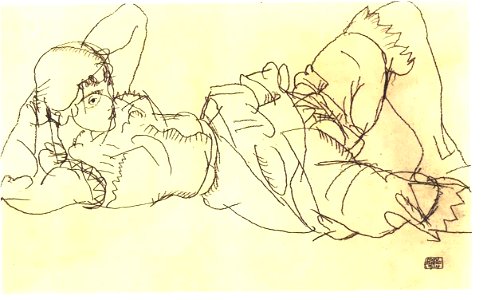 Schiele - Liegende Figur - 1914