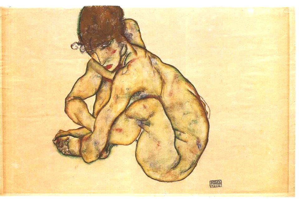 Schiele - Kauernder Mädchenakt - 1914