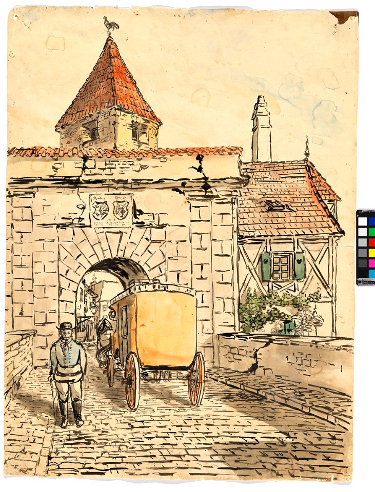 Schiele - Stadttor mit Kutsche (Schülerarbeit), 304979, ca. 1912 fraglich