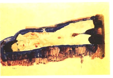 Schiele - Liegender Akt mit schwarzen Strümpfen - 1911