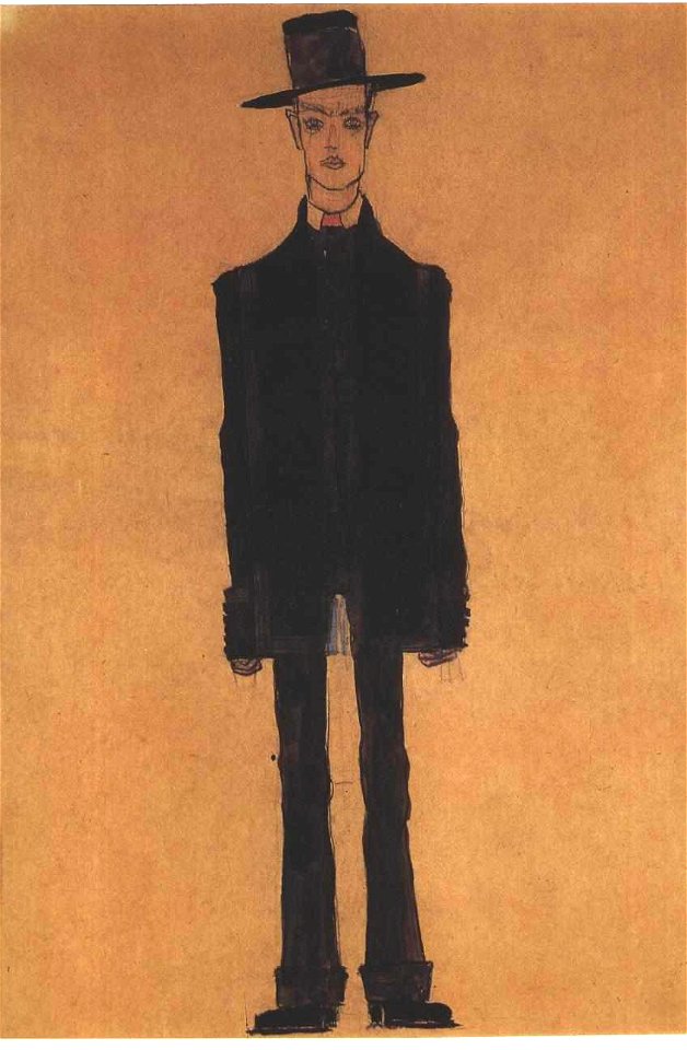 Schiele - Modeentwurf dunkler Anzug
