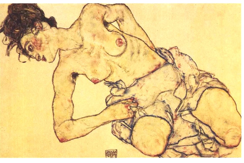Schiele - Knieender Halbtakt - 1917