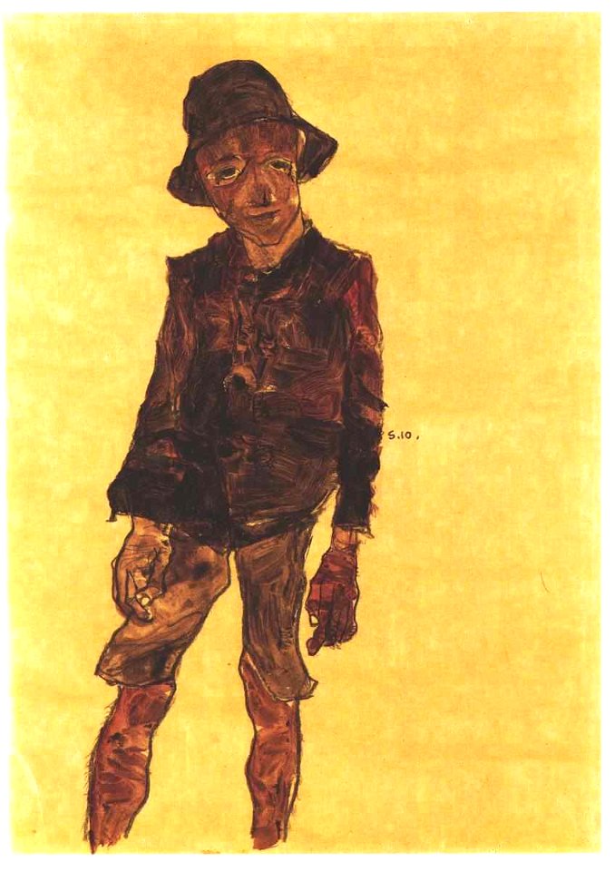 Schiele - Stehender Junge mit Hut -1910
