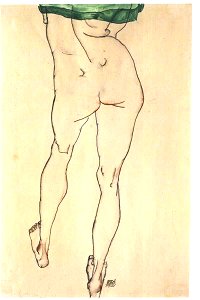 Schiele- Rückenansicht eines weiblichen Torsos - 1913