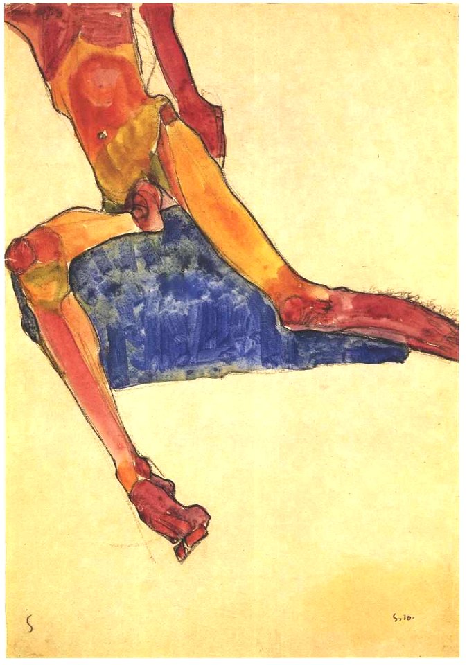 Schiele - Sitzender männlicher Torso - 1910