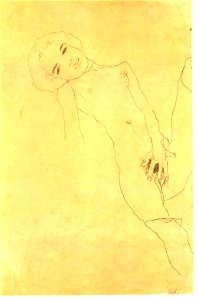Schiele- Mädchenakt halb liegend