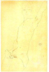 Schiele - Selbstakt - Hand an Genitale - 1911