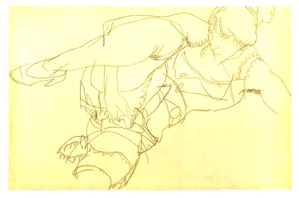 Schiele - Liegende mit erhobenem rechten Bein